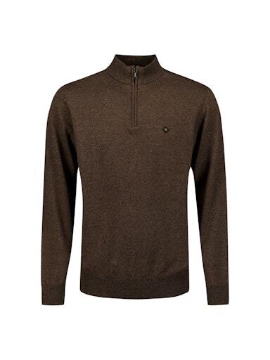 Pullover Half Zip 2 Coloured Melang